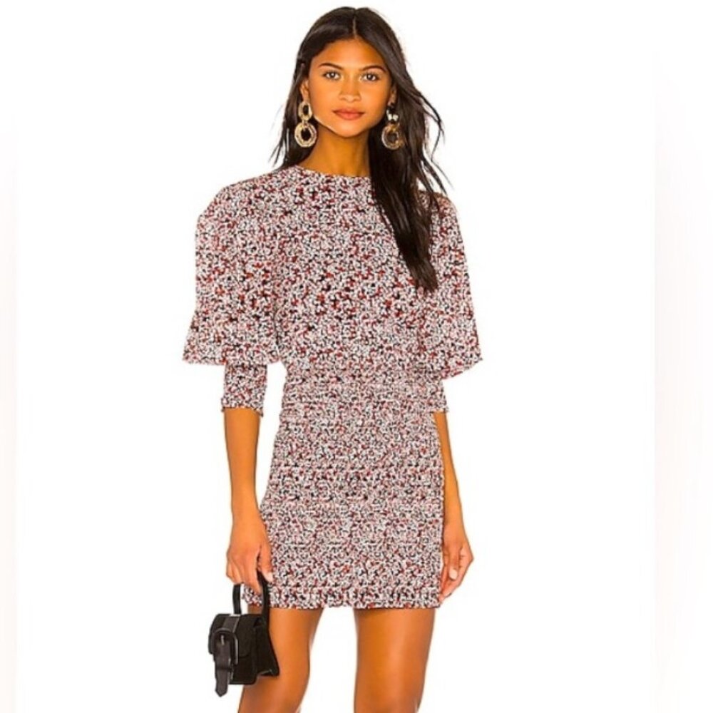 Rebecca Minkoff Tabby Smocked Puff Sleeve Floral Dress Size XS